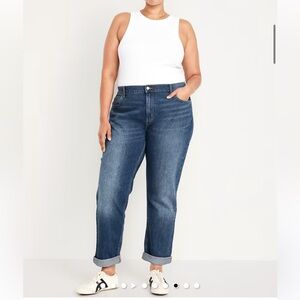 Old navy wow boyfriend straight mid rise Women's Blue dark Wash Jeans 16